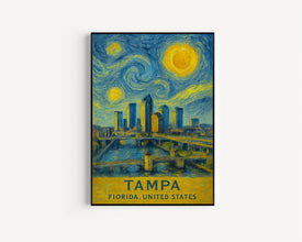 Tampa Poster Print, Tampa Travel Poster, Tampa Van Gogh Style Wall Art, Tampa, Florida, United States