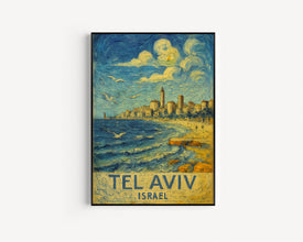 Tel Aviv Coastal Travel Poster, Tel Aviv Coast Poster Print, Tel Aviv Homer Wall Decor Coastal Wall Art, Birthday Gifts