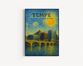 Tempe Poster Print, Tempe Travel Poster, Tempe Van Gogh Style Wall Art, Tempe, Arizona, United States