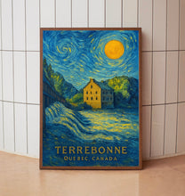 Terrebonne Poster Print, Terrebonne Travel Poster, Terrebonne Van Gogh Style Wall Art, Terrebonne, Quebec, Canada