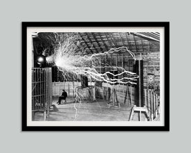 Tesla in His Laboratory Photo Print, Nikola Tesla, Electricity Science Experiment Poster, Black and White, Vintage Photo, Digital Download 1881986368