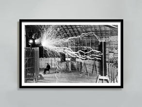 Tesla in His Laboratory Photo Print, Nikola Tesla, Electricity Science Experiment Poster, Black and White, Vintage Photo, Digital Download 1881986368