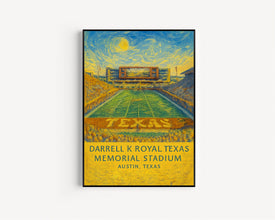 Texas Longhorns Football  Darrell K Royal Texas Memorial Stadium  Black and White  Poster