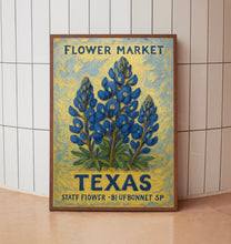 Texas State Flower Art Print, Bluebonnet 1960_s Wall Art, Texas Flower Market, Neutral Botanical Pastel Decor