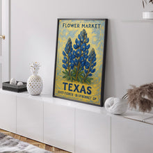 Texas State Flower Art Print, Bluebonnet 1960_s Wall Art, Texas Flower Market, Neutral Botanical Pastel Decor