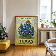 Texas State Flower Art Print, Bluebonnet 1960_s Wall Art, Texas Flower Market, Neutral Botanical Pastel Decor