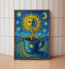 The Coffee Tarot Card Print, Kitchen Decor, Kitchen Poster, Coffee Lover Gift, Mystical Coffee Art, Fun Tarot, Sun Stars Art, Dining Room