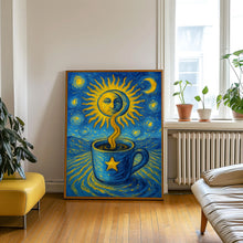 The Coffee Tarot Card Print, Kitchen Decor, Kitchen Poster, Coffee Lover Gift, Mystical Coffee Art, Fun Tarot, Sun Stars Art, Dining Room
