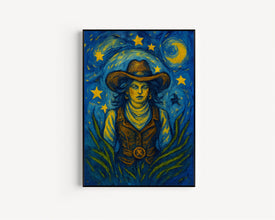 The Cowgirl Tarot Card Print, Cowgirl Print, Western Decor, Country Americana, Mystical Celestial, Fun Retro Mid Century Rustic Poster