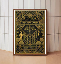 The Great Gatsby Poster, Classic Literature Wall Art, F Scott Fitzgerald Print, 1920s Art Deco Decor