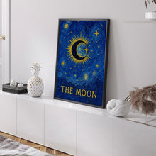 The Moon Tarot Print - Boho Wall Art, Celestial Wall Prints, Mystical Art, Neutral Decor, Astrology Posters, Tarot Card, Boho Horoscopes,