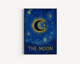 The Moon Tarot Print - Boho Wall Art, Celestial Wall Prints, Mystical Art, Neutral Decor, Astrology Posters, Tarot Card, Boho Horoscopes,