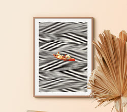 The Real Boat Ride 2  Opart Poster by Taudalpoi Retro Design, Vintage Art, Collage, Surreal Art Print, Optical Illusions, Trippy Poster 1671472699