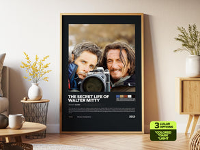 The Secret Life of Walter Mitty Poster, Retro Movie, Vintage Film, Ben Stiller, Kristen Wiig 4412299052