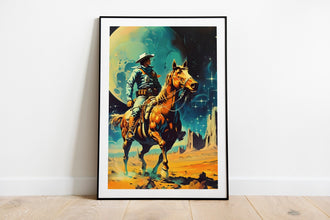 The Space Cowboy - Retro Futurism  Vintage Western  Cosmic Sci-Fi Art  Collage Art  Space Adventure  Cowboy Art  Poster  Wall Art 1430263054