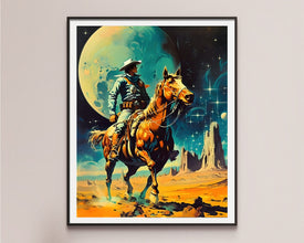 The Space Cowboy - Retro Futurism  Vintage Western  Cosmic Sci-Fi Art  Collage Art  Space Adventure  Cowboy Art  Poster  Wall Art 1430263054