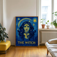 The Witch Tarot Card Style Print - Bohemian Mystical Poster, Spiritual Art, Celestial Sun Moon Decor, Occult, Astrology Art, Good Fortune,