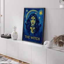 The Witch Tarot Card Style Print - Bohemian Mystical Poster, Spiritual Art, Celestial Sun Moon Decor, Occult, Astrology Art, Good Fortune,