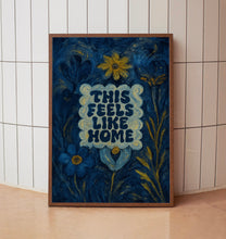 This Feels Like Home Typography Print - Colourful Typographic, Retro Colours, Home Quote, Eclectic Home, Flowers Floral Wall Art, Hallway