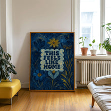 This Feels Like Home Typography Print - Colourful Typographic, Retro Colours, Home Quote, Eclectic Home, Flowers Floral Wall Art, Hallway