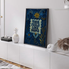 This Feels Like Home Typography Print - Colourful Typographic, Retro Colours, Home Quote, Eclectic Home, Flowers Floral Wall Art, Hallway