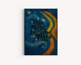 This Must Be The Place Print - Retro Art, Groovy, 1980's, Bright Bold, Retro Quote Colourful Poster, Rainbow Arch, Home Decor, Dance Disco