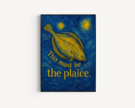 This Must Be The Place Print, This Must Be The Plaice, Food Pun Kitchen Poster, Retro Minimalist Fish Kitchen Art, Cafe Decor, Home Decor