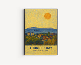 Thunder Bay Poster Print, Thunder Bay Travel Poster, Thunder Bay Van Gogh Style Wall Art, Thunder Bay, Ontario, Canada1