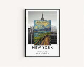Tierra del Fuego National Park Poster, Argentina Travel Print, Ushuaia, End of the World Train, South America, Wall Art Gift, Illustration