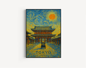 Tokyo Poster Print, Tokyo Travel Poster, Tokyo Van Gogh Style Wall Art, Tokyo, Japan