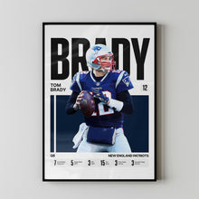 Tom Brady #12 Poster New England Football Wall Art