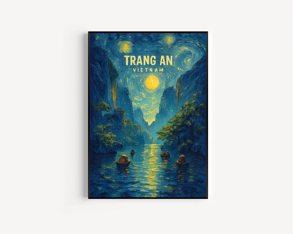 Trang An Travel Poster - Vietnam Wall Art Print, Illustration Poster, Artwork, Home & Office decor, Gift idea, Travel print, Ninh Binh print