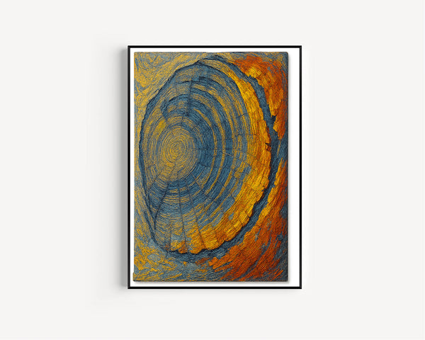 Tree Ring Framed Wall Art, Abstract Colorful Tree Ring Wall Decor, Minimalist Home Canvas Art