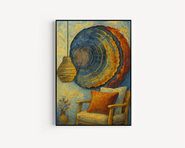 Tree Ring Framed Wall Art, Abstract Colorful Tree Ring Wall Decor, Minimalist Home Canvas Art, Modern Farmhouse Living Room Canvas Print
