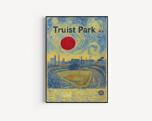 Truist Park Poster, Braves Poster, Minimalist, Helvetica, Mid-Century Modern, Baseball Art, Baseball Stadium Poster, Atlanta Braves Retro