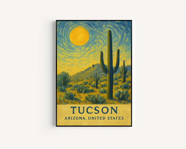Tucson Poster Print, Tucson Travel Poster, Tucson Van Gogh Style Wall Art, Tucson, Arizona, United States