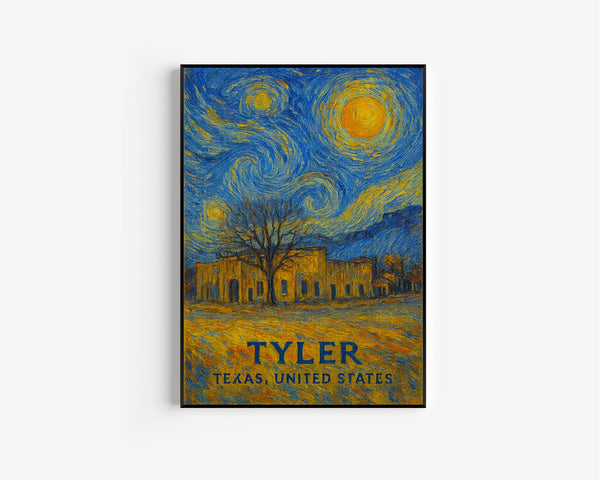 Tyler Poster Print, Tyler Travel Poster, Tyler Van Gogh Style Wall Art, Tyler, Texas, United States