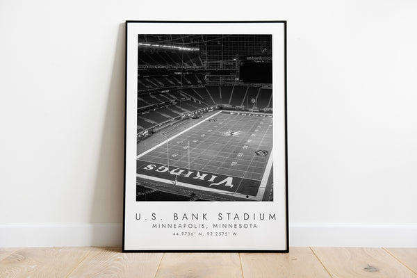 U.S. BANK STADIUM Minnesota Vikings  Print for Football Lovers  black and white art  Coordinates Print