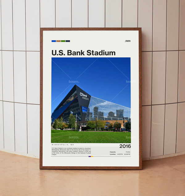 U.S. Bank Stadium Poster Mid-Century Modern NFL Print