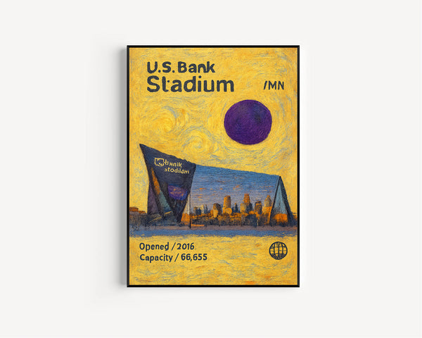 U.S. Bank Stadium Poster, Vikings Poster, Minimalist, Helvetica, Mid-Century Modern, Football Art, Football Stadium Poster, Minnesota NFL