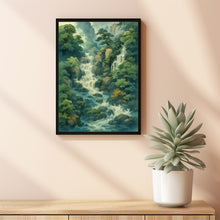Ukiyo-e Hokusai Blue Green Japanese Waterfall Wall Art Traditional Asian Landscape