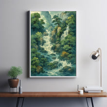Ukiyo-e Hokusai Blue Green Japanese Waterfall Wall Art Traditional Asian Landscape