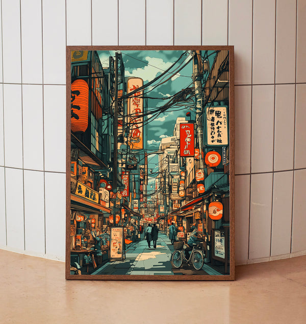 Ukiyo-e Inspired Tokyo Street Scene – Vintage Japanese Poster Art