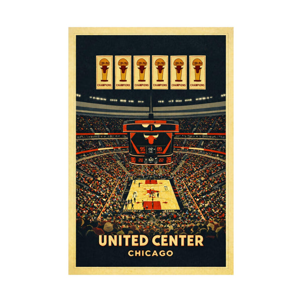 United Center Poster  Chicago Bulls Arena Vintage Travel Print  Chicago Basketball Stadium Wall Art  Illinois Sports Poster 4469295555