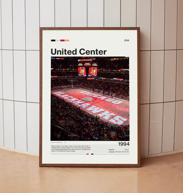 United Center Poster, Chicago Blackhawks Poster Print, NHL Arena Poster, Hockey Fan Gift Print