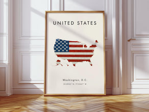 United States Map PRINTED Poster  United States Flag Painting  North America  Wall Art Print  Home Decor  Geography Map Gift Wallpaper 4378170799