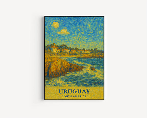 Uruguay Print, Uruguay Photo Poster, Uruguay Travel Wall Art, Uruguay Map Print, Uruguay Van Gogh Style Print, Uruguay, South America