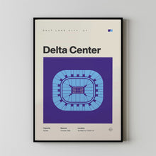 Utah Jazz Poster, Delta Center Stadium Print, Mid Century Modern Basketball Poster, Spo-365RJT