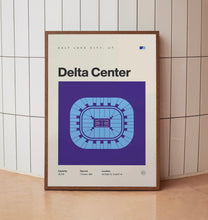 Utah Jazz Poster, Delta Center Stadium Print, Mid Century Modern Basketball Poster, Spo-365RJT