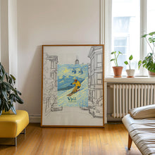 Vail Colorado Ski Resort Poster, Rocky Mountains, Skiing Print, Aspen, Wall Art Gift, Denver, Boulder, Illustration, Cable Car, Snowboarding